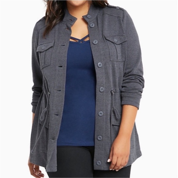 Torrid Gray drawstring waist jacket size 00 10 - Picture 1 of 9